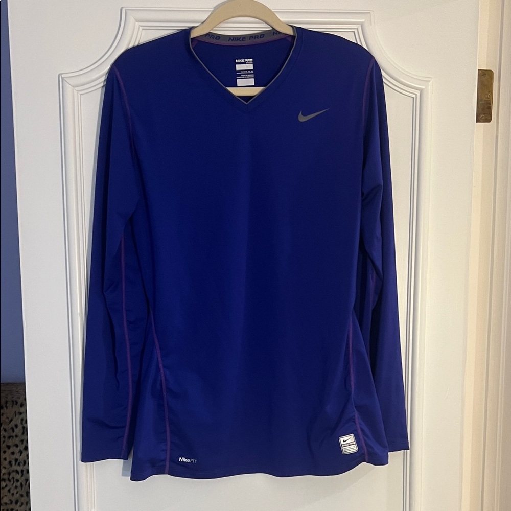 Nike Fit Women’s Deep Blue Long Sleeve Pro Fit Pullover Top